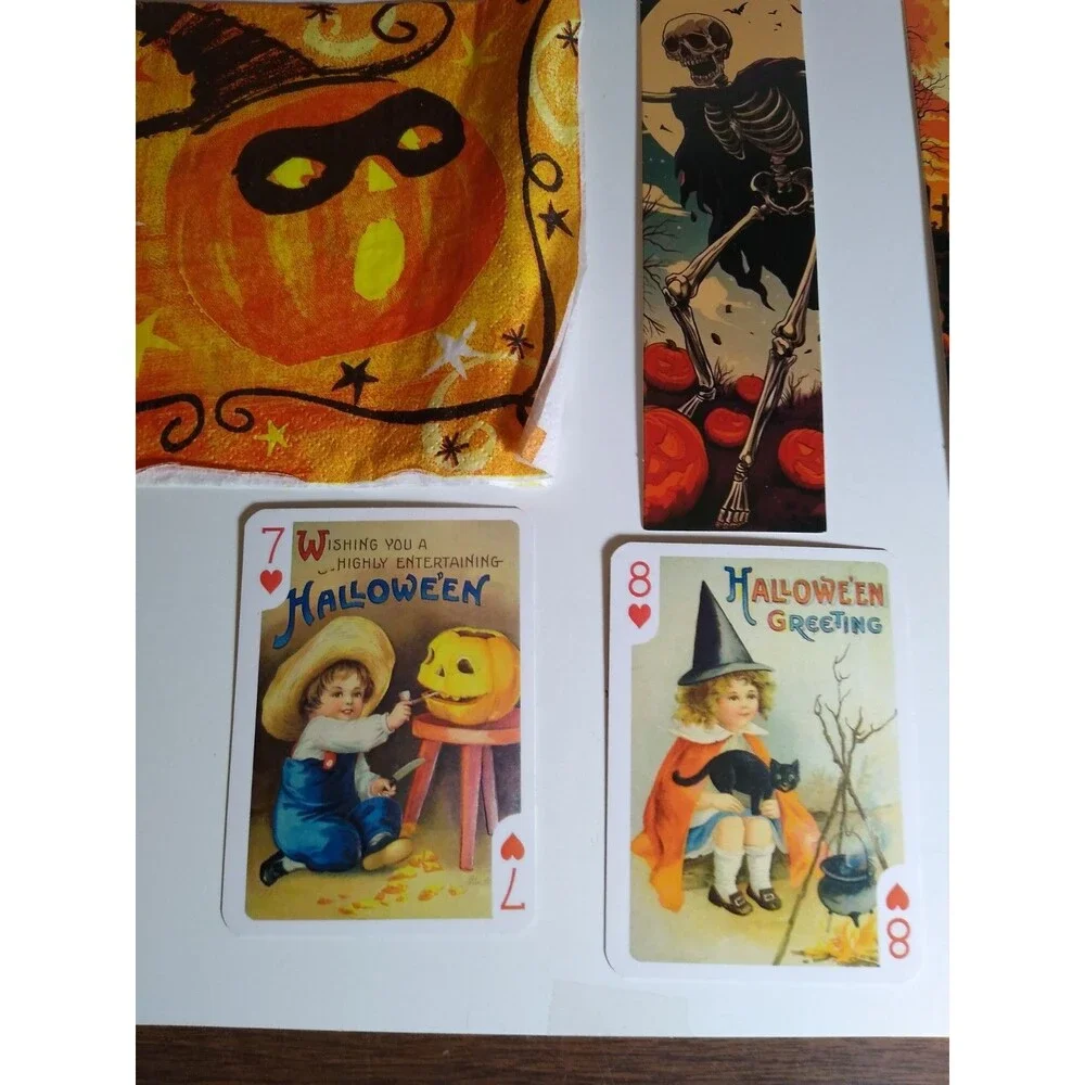 Halloween Napkin Playing Cards Bookmarks Goodie Treat Bags Spooky Grim Reaper